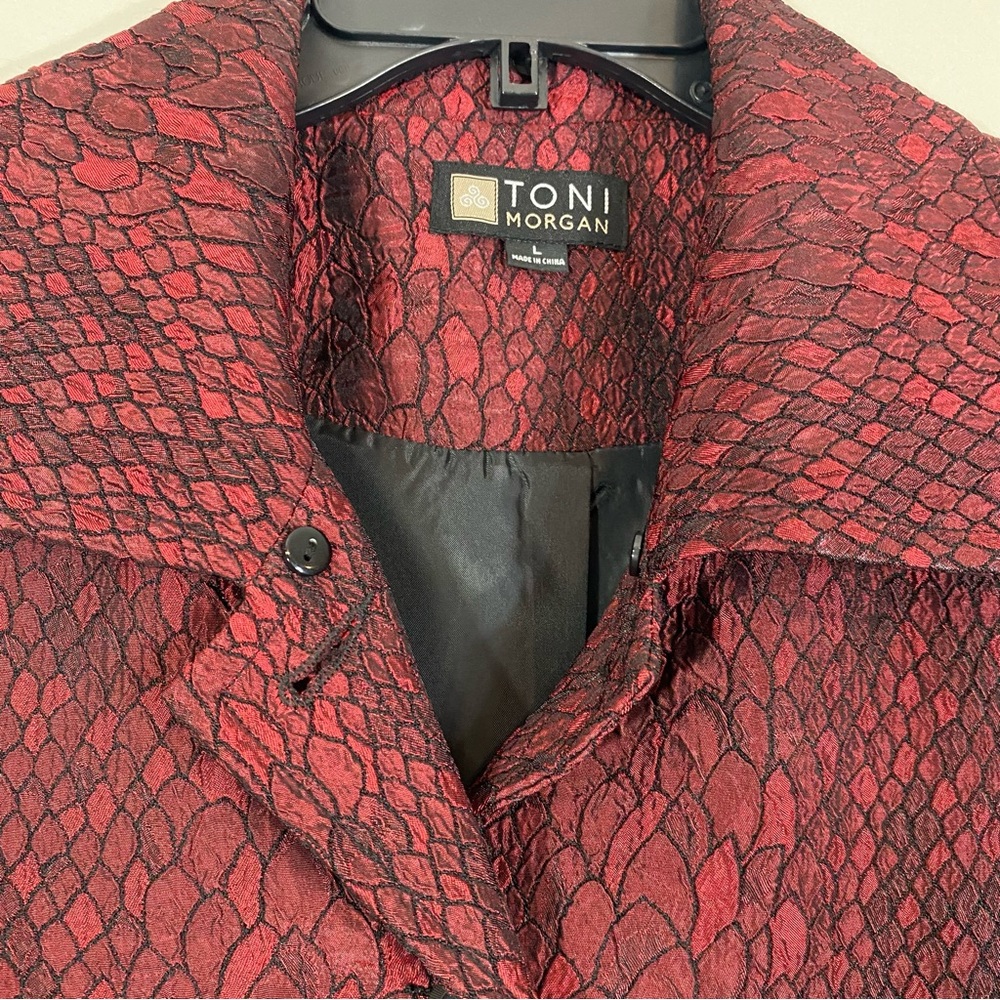 Toni Morgan Jacket, Large, Button Front, Red Snak… - image 6